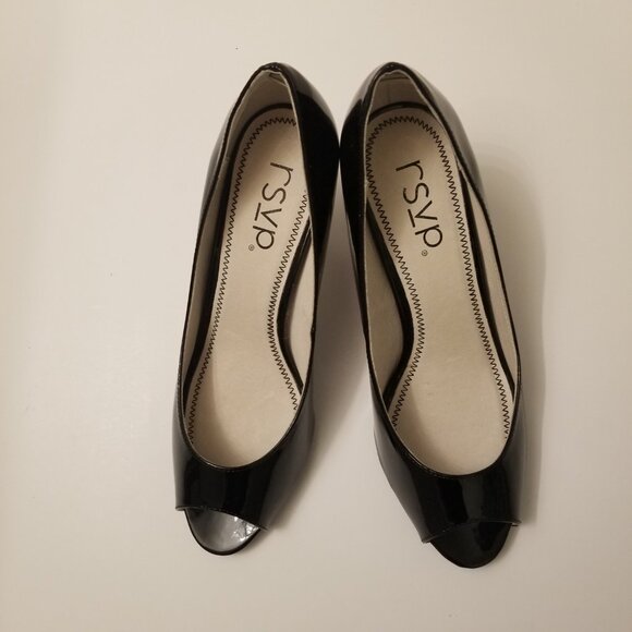 RSVP Black Patent Leather  Peep-Toe Heels  size 9.5 W - Picture 2 of 7